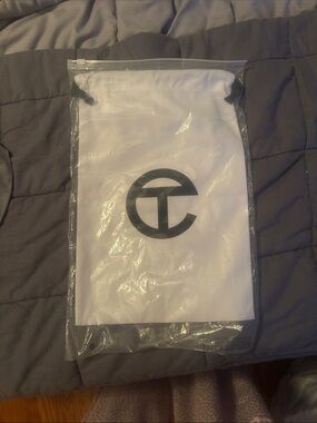 Telfar White Drawstring Dust Bag with Black Logo